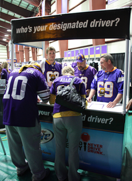 Minnesotans for Safe Driving Volunteers at Vikings Designated Driver booth